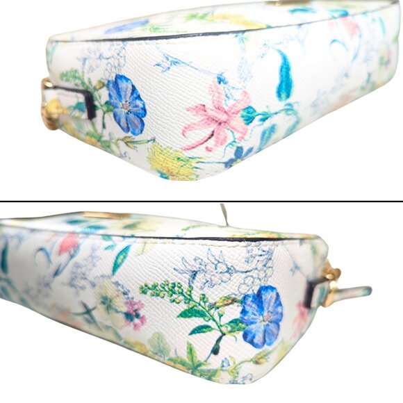 Aldo Flora Small Crossbody Purse w/Chain Strap White Floral Print - Picture 8 of 9